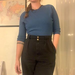 3/4 sleeve deep blue sweater